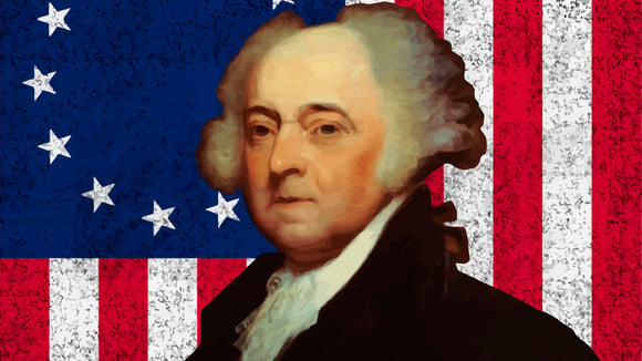 Founding Father Before Colonial Flag