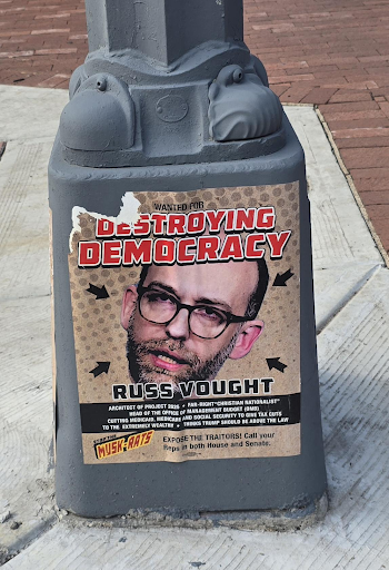 Russ Vought plastered on posters across DC by radical leftists